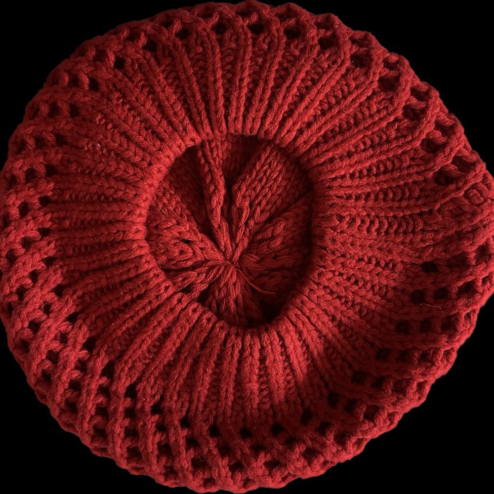 Red Crochet Winter Hat - Picture 3 of 8